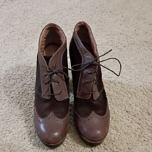 nwot Sperry Women's Brown Lace-Up Ankle Oxford Heeled Boots 11